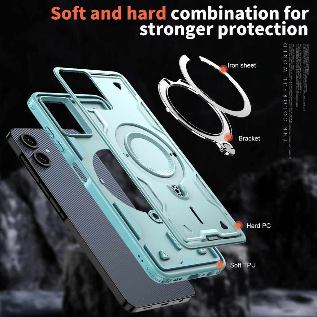 For Samsung Galaxy A07 4G Magnetic Case Military Protection PC + TPU Kickstand Phone Cover