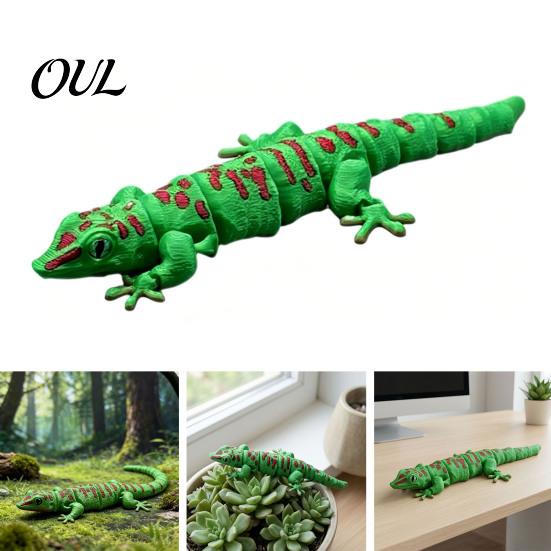 Personalized Novelty Gifts 3D Printed Articulated Gecko Figurine, Realistic Reptile Ornament with Movable Joints, Cute Posable Outdoor Garden