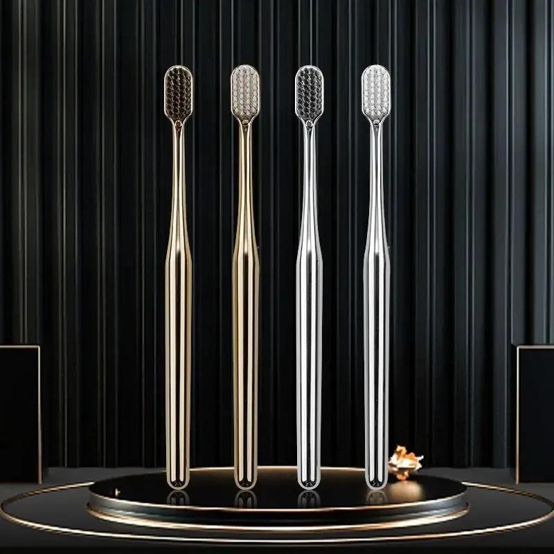 1-4pcs Luxury Soft Toothbrush Men Women Adult Tooth Brush Gold Silver Dental Brushes Elegance Gentle Toothbrushes Drop Shipping