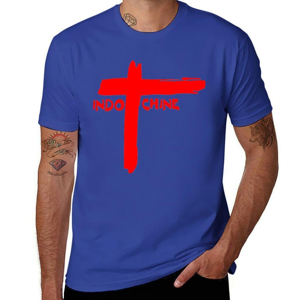 Indochine Classic T-Shirt for a Boy Blanks Vintage Clothes Anime Slim Fit T Shirts for Men