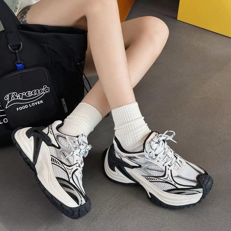 Summer new rattlesnake dad shoes women's thick-soled heightened mesh thin black fried street casual sneakers
