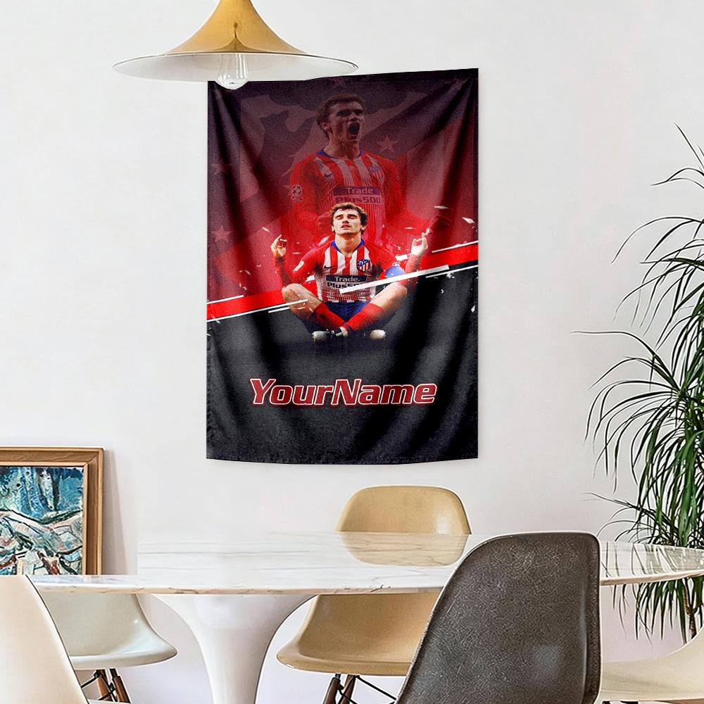 Atletico Madrid Benutzerdefinierte Wanddekoration mit Ihrem Namen Wandteppich Kunst Für Haustiermemorial Geburtstag Hochzeitsfeier Hintergrund Familien Geschenk