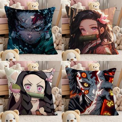Anime D-Demon S-Slayer K-Kimetsu No Yaiba Pillow Case Comfort Sofa Bed Silky Elegant Invisible Zipper Custom Decorative Cushion