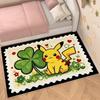 Doorway Floor Mat, Faux Cashmere, Pikachu 3D Print, Soft Water Absorbent, Lucky Clover Home Decor Rug