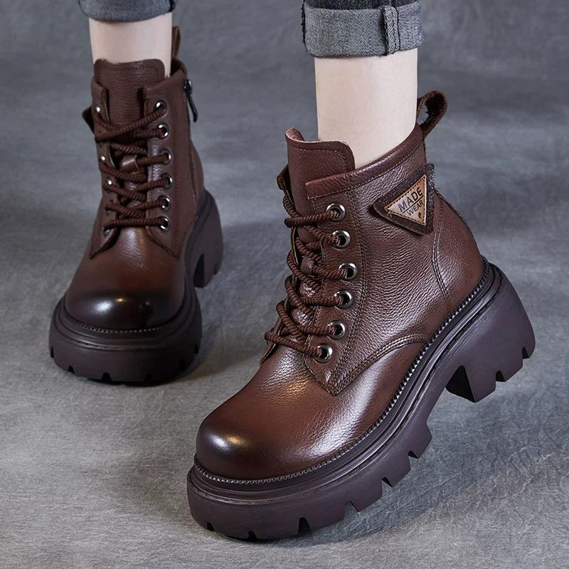 Martin boots women's new hole brown boots heightening women's boots thick-soled retro short boots British style