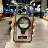 For iPhone 16 Pro Max Luxury Transparent Magsafe Magnetic Holder Frame Phone Case For iPhone 11 12 13 14 15Plus Lens Stand Cover