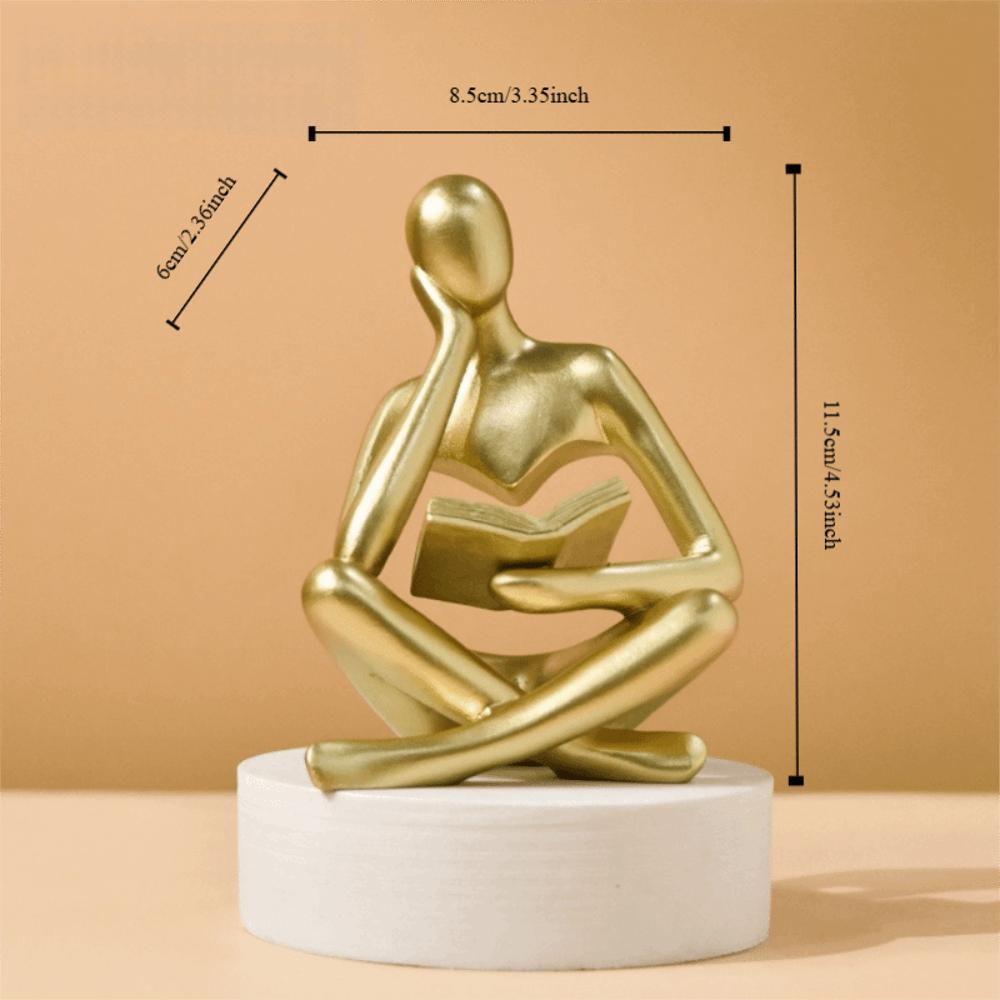 Gold Modern The Thinker Statue Abstract Bookshelf Reading Sculpture Art Deco Nordic Style Resin Figurine Ornaments Bookshelf