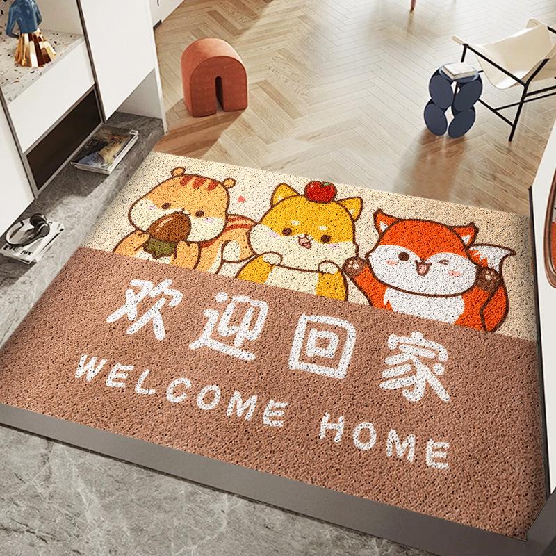 Cartoon Cute Non-Slip, Easy-Clean Entrance Coir Mat - Wear & Dirt Resistant, Cuttable Carpet for Hallways