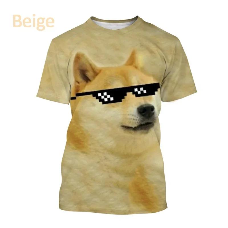 Astronaut Doge Dogecoin Graphic Printed T-Shirt Men Clothing Fashion Meme Cheems Casual 3D Printing Tee Tops
