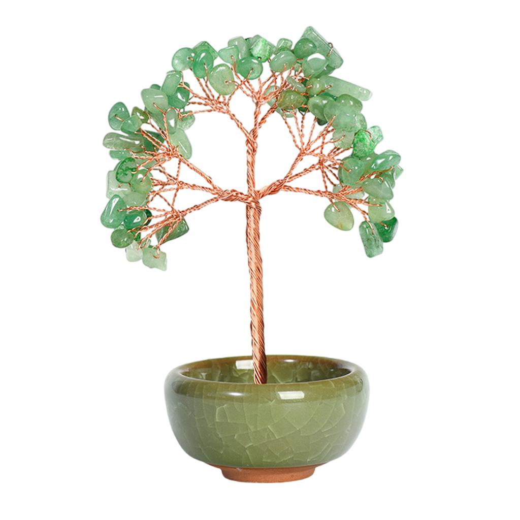 Miniature Crystal Tree Gemstones Bonsais Tree Ornament for Fengshuis Home Office Desktop Decors and Good Luck Wealth