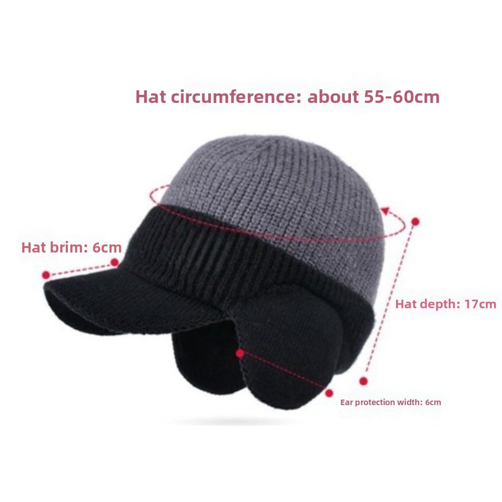 Fashion Ear Protection Men Knitted Cap Keep Warm Casual Beanies Hat Knit Wool Short Brim Ski Earflap Hat for Men Women