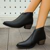 Pointed-toe Shoes, Retro Boots, Women's Ankle Boots, Women's Mid-heeled, Chunk-heeled Ankle Boots