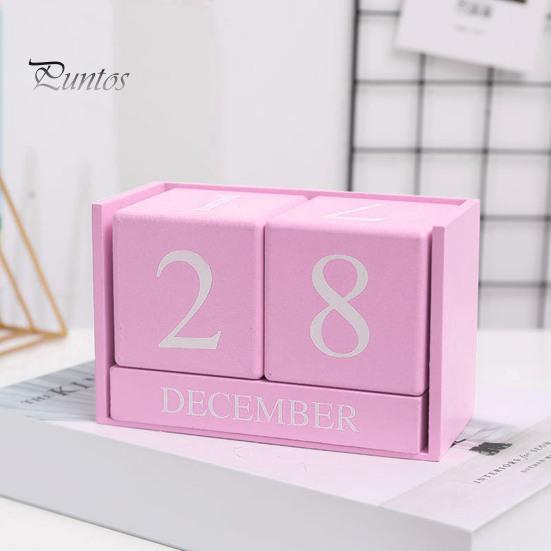 Calendario da tavolo con blocchi di legno, calendario perpetuo in legno massello rustico, calendario perpetuo riutilizzabile, decorazione per la scrivania dell'ufficio domestico