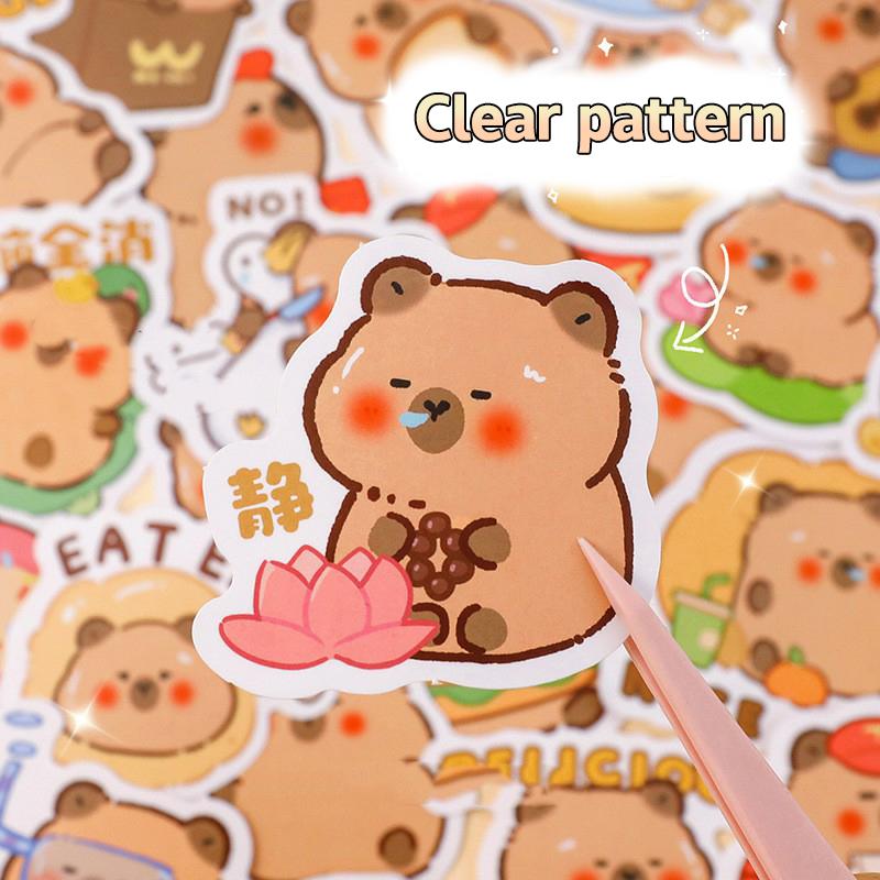 30Sheets Creative Funny Capybara Stickers Toy Kawaii Fashion Stickers Diy Cartoon Lovely Capybara Stickers Children Gifts