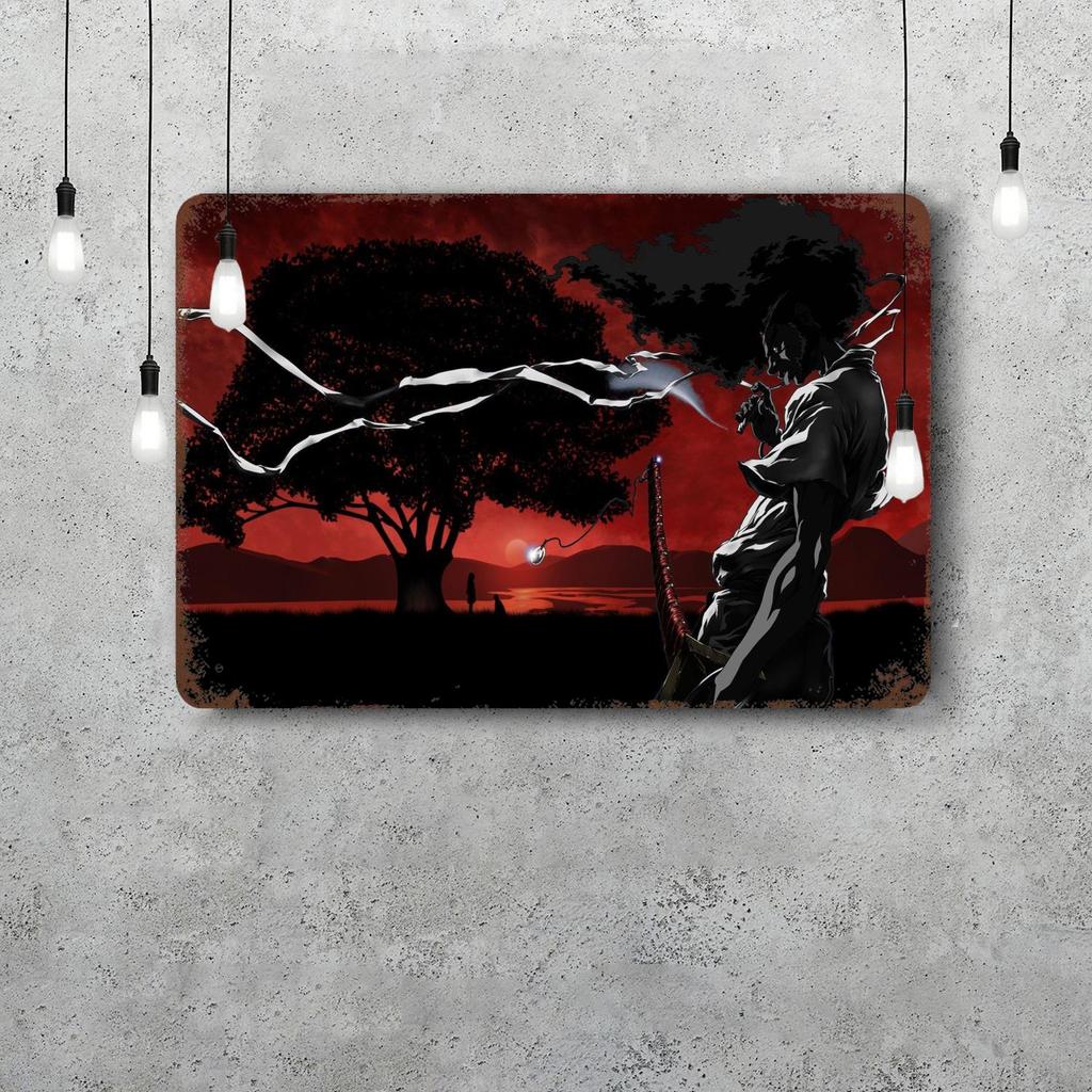 Samurai Warrior Vintage Metal Tin Signs Posters Decor Retro Metal Plaque Wall Art Decor for Garage Bar
