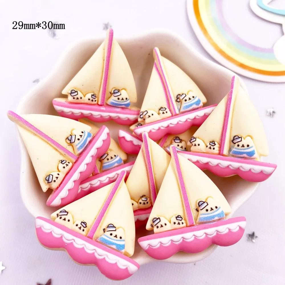 

10 шт. смоляной красочный большой мультяшный маяк купальник корабль медведь капитан плоская задняя часть каменная фигурка скрапбукинг украшение своими руками ремесло