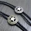 Retro Texas Sheriffstern Western Cowboy Herren Bolo Krawatte Lederseil