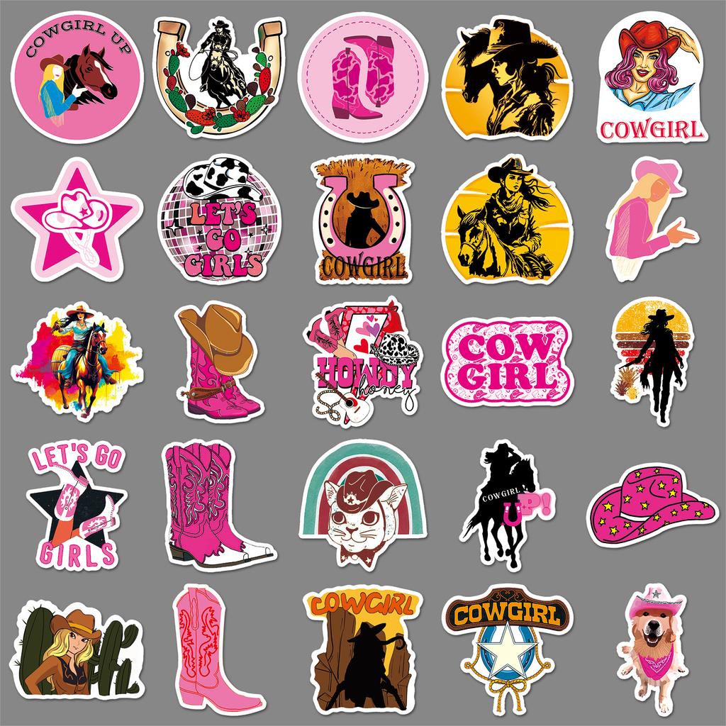 50 Pictures of Cowgirl Personalized Graffiti Decorative Skateboard Suitcase Guitar Computer Stickers