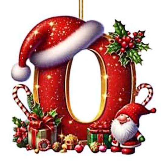 Red Initials Christmas Ornaments 2D Acrylic Personalized Gnomes Monogram Pendant with Santa Hat 26 Letters Christmas Tree Hanging Decoration for Xmas