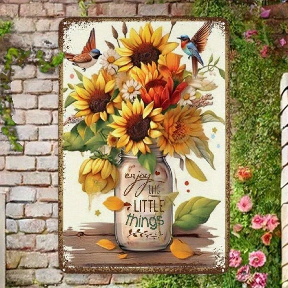 

Vintage Sunflower Hummingbird Metal Wall Art 8x12 Inch Kitchen Cafe Decor 20x30 різнокольоровий
