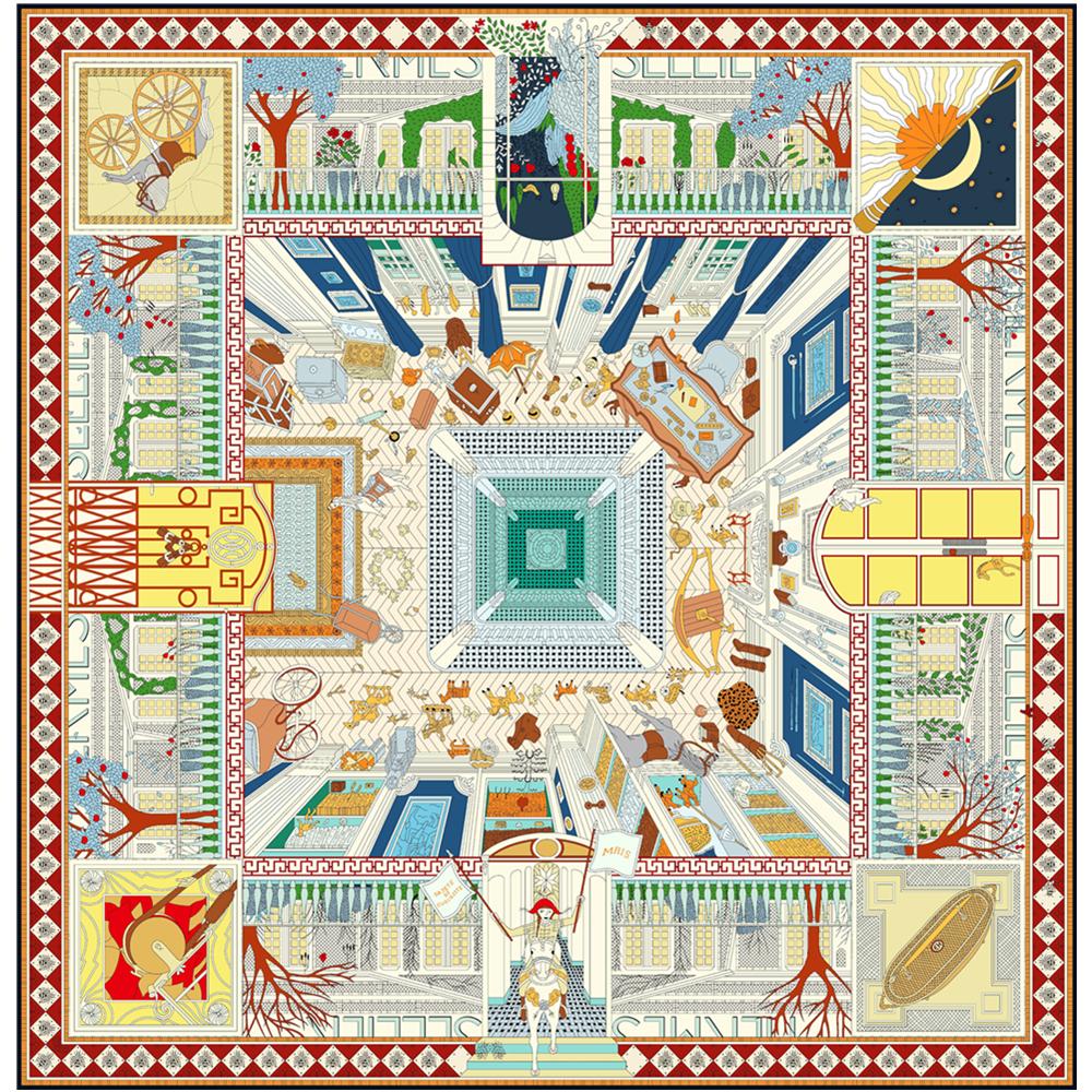 Lenço de Seda Sarja Animal Cavalo 90cm Xale de Moda Marca de Luxo Lenço Quadrado Hijab Feminino Bandana Foulard Lenço de Pescoço Lenços de Cabeça