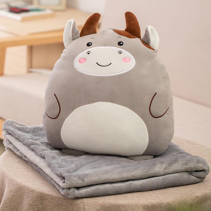 Cartoon Animal Two-in-One Pillow Blanket – Multifunctional Quilt for Home & Office, Customizable with Logo