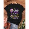Rossetto Dorato per un 50° Compleanno, Capitolo 50 delle Donne, 1975, T-Shirt con Stampa Diamante Regina 50° B-Day, Top per Estate e Primavera, Abbigliamento da Donna