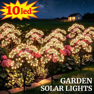LED Firework Decor Solar Lawn Lights Waterproof Outdoor Garden Decor Flower Stake Lights for Villa Street Driveway Patio