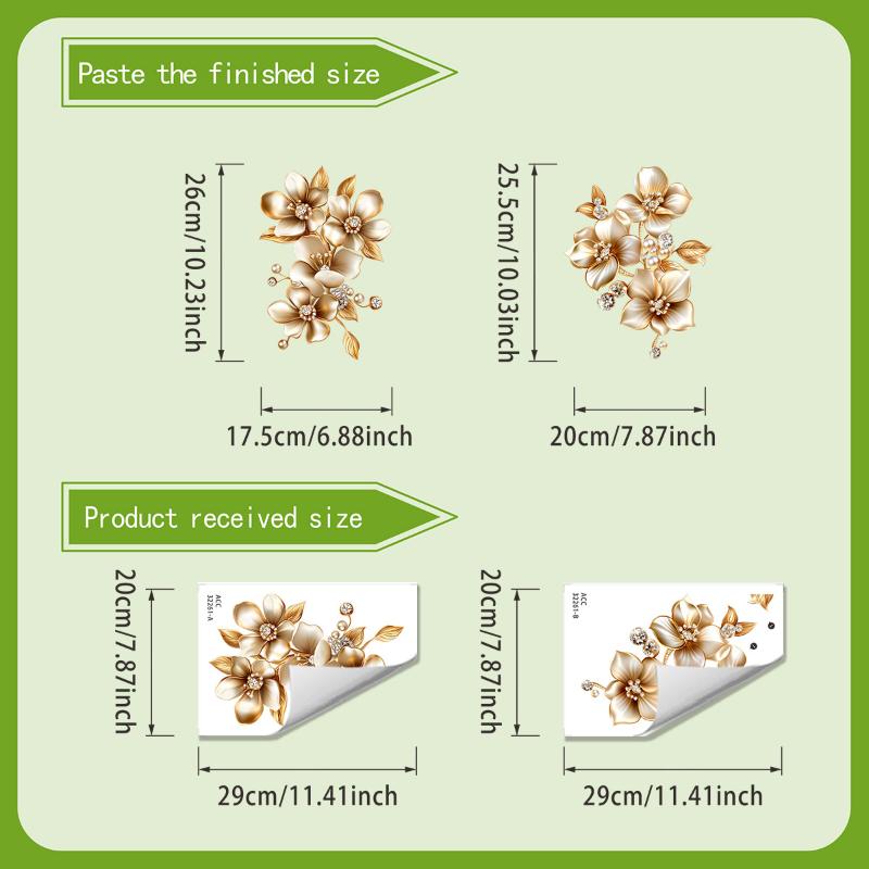 Creative Luxury Gold Flower Waterproof Toilet Sticker Bathroom Wall Background Decal Home Decoration Self-adhesive Posters