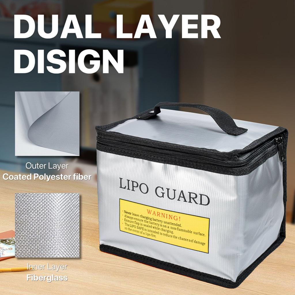 Tear Resistant Fireproof Pouch with Charging Access Port Secure Storage Solution for Lithium Batteries Home Office