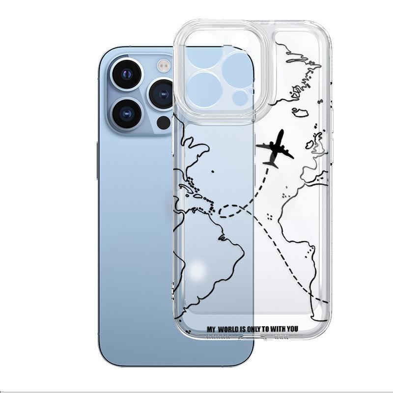 New Around the World UV Painted Transparent Mobile Phone Case Mirror All-inclusive Anti-drop Apple 17Promax Anti-drop Protective Case