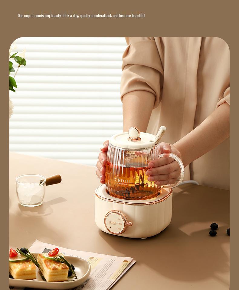 Kompaktní elektrický čajovar: Multifunkční mini zdravotní hrnec a květinová konvička na čaj se samostatným vařičem