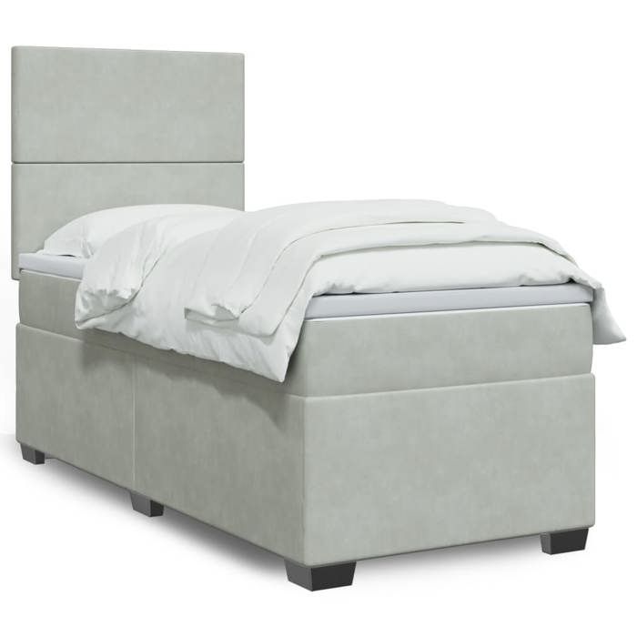 Maison Exclusive - Sommier à lattes de lit et matelas Gris clair 90x200 cm Velours