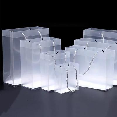 10pcs Frost Thickening PVC Portable Bags Environment Protection Market Shopping Clothing Packing Transparent Plastic Handbag