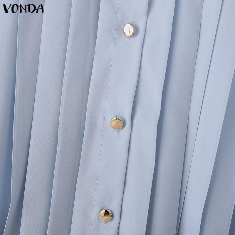 VONDA Damen Lässig Umlegekragen Elegant Gerüscht Plissee Langarm Bluse