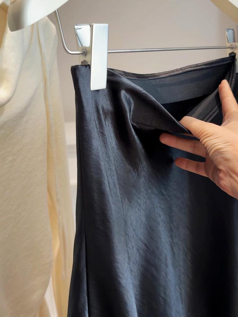 Hochwertiger Eleganter Damen-Netz-Satin-Meerjungfrauenrock - Frühling/Sommer Neuankunft Drapierter Hoher Bund A-Linie Midi-Rock