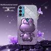 Cute 3D Rabbit Makeup Mirror Stand Plating Case For Motorola Moto Edge 20 30 G9 G8 Power Play Plus Protect Back Cover On Edge20