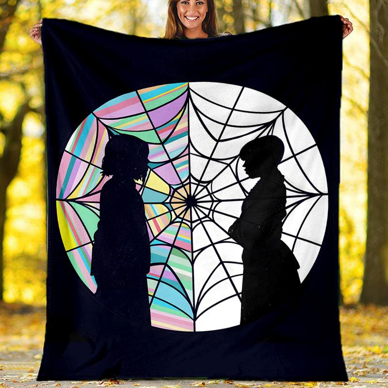 1pc Addams Family Wednesday7 Theme Blanket - Digital Print, Polyester, Cozy for All Seasons, Perfect for Outdoor, and Travel