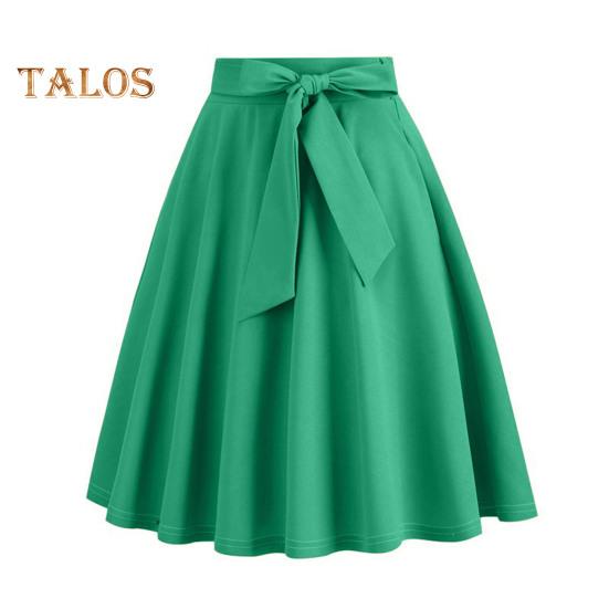 Women Mini Skirt High Waist Lace-up Bowknot Decor Short Skirt Solid Color A-Line Skate Skirt Leisure Daily Wear