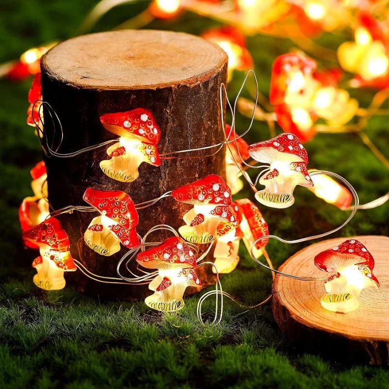 LED Mushroom Light, Copper Wire Light String, Micro Landscape Atmosphere Decorative Light, Easter Small Colorful Light Strip