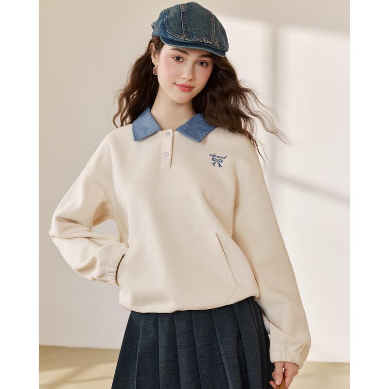 Betu Women's Casual Loose POLO Collar Sweatshirt
