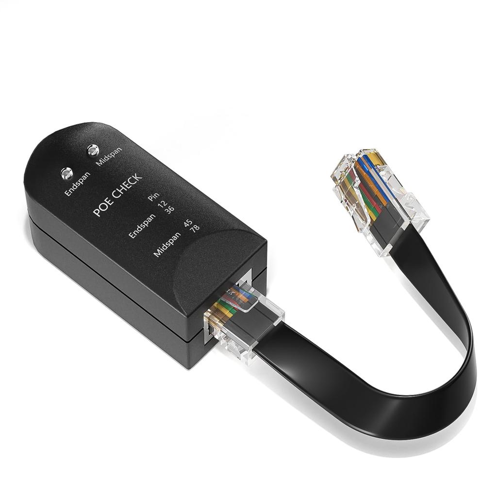 VCELINK PoE-Detektor, Testkabel im Lieferumfang, Test-Tester, PoE-Prüfer, Unterstützt Midspan (Zwischenprodukt mit Stromversorgung),