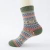 Vintage Style Mid-calf Socks Ethnic Style Printed Women's Winter Socks 5 Pairs of Thick Knitted Warm Anti-slip for Indoor