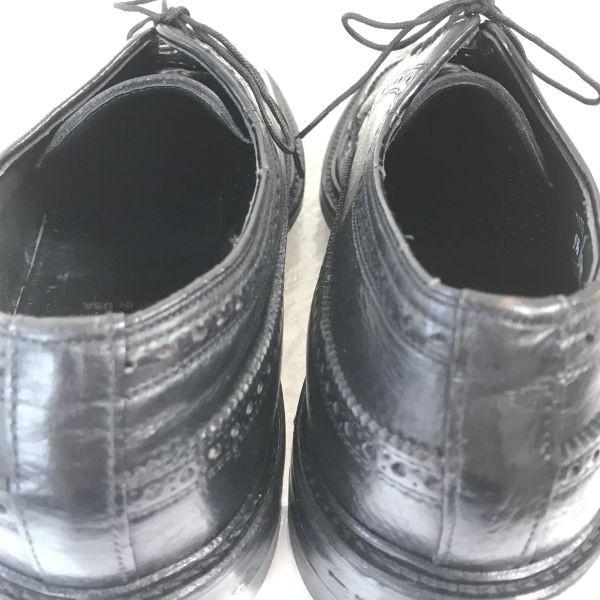 Sears USA 70s Vintage Easy Flex Leather Long Wingtip 9.5D 27.0-27.5 Black Dress Shoes(USED)