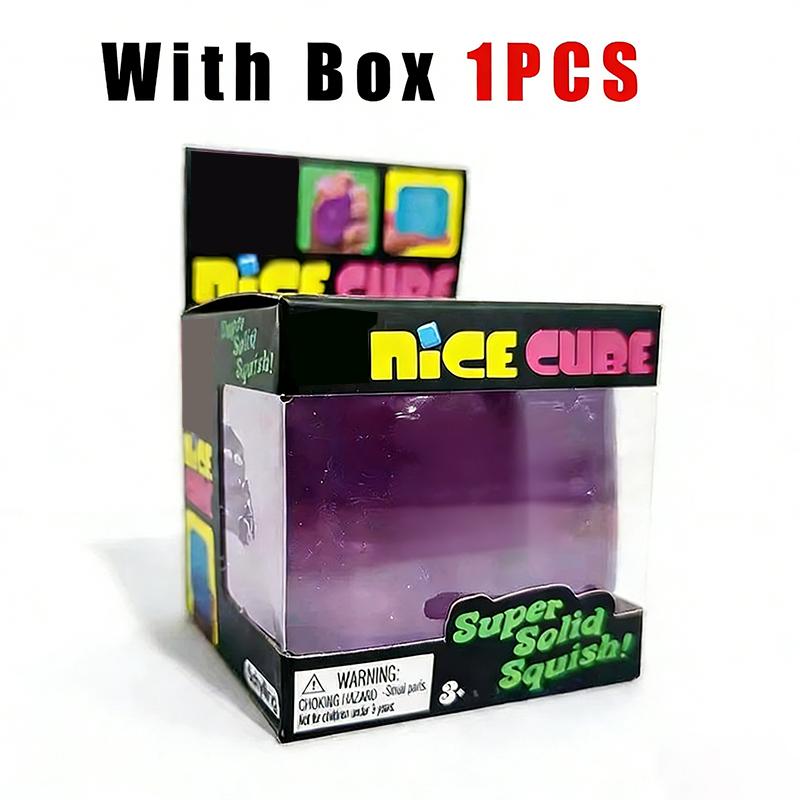 Kids Childrens Hot Selling Nice Cube Super Soft Squishy Fidget Toy, Translucent Red Stress Relief Cube, BPA-Free Safe for Adults