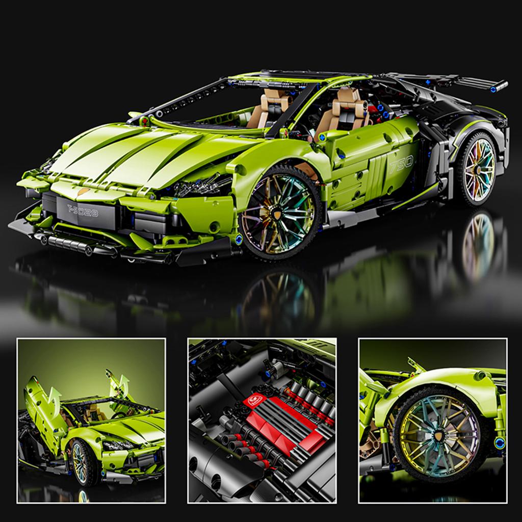 2209PCS Green Sports Car Construction Bricks Playthings Model Sports Car Assemble Blocks Toy Sets Ideal For Kid Desktop Ornament Gifts
