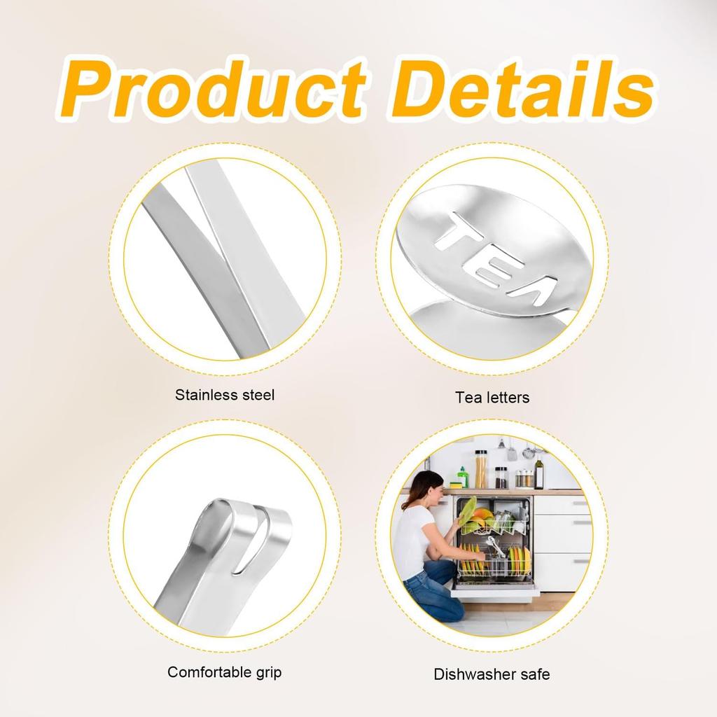 2pcs Tea Bag Squeezer, Stainless Steel Tea Spoon for Loose Tea Ice Sugar Cubes Tea Spoon Tea Strainers Tea Tongs Clip on Strainer Tea Accessories for