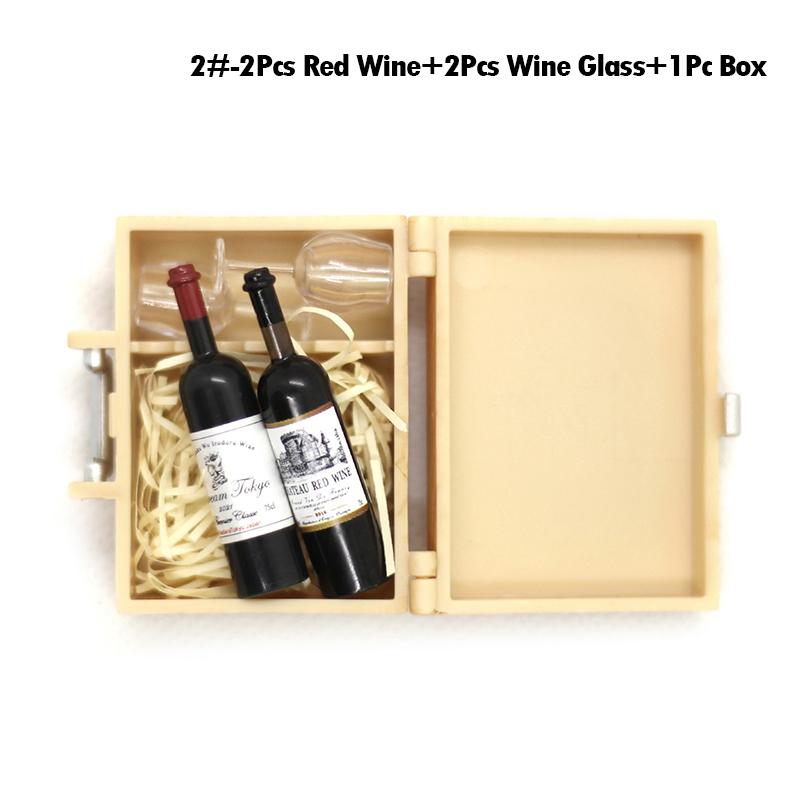 

1Комплект 1:12 кукольных домиков, миниатюрная чашка для красного вина, коробка для вина, модель, домашний декор, игрушка