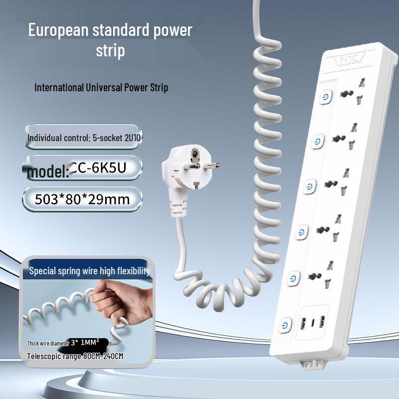 European Standard German Power Strip Extension Cord Adapter for Cross-Border Use