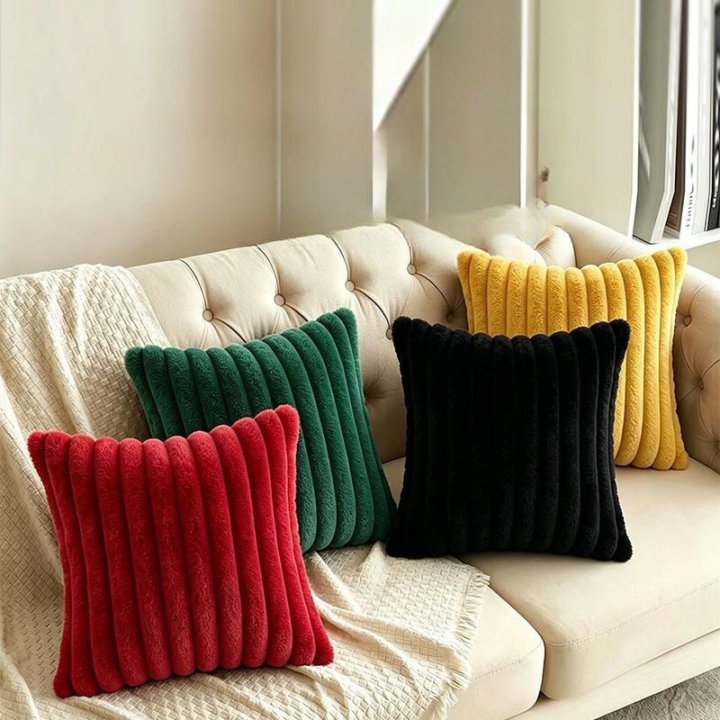 Imitation Rabbit Plush Pillowcase,Modern and Simple Home Decoration Pillowcase, Living Room Solid Color Sofa Cushion, Pillowcover